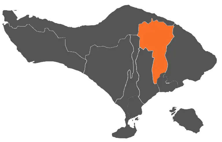 Mapa de la regencia de Bangli, Bali