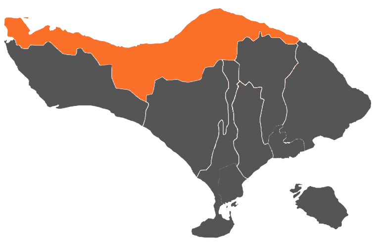 Mapa de la regencia de Buleleng, Bali