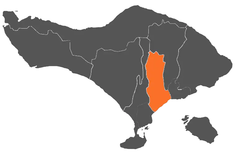 Mapa de la regencia de Gianyar, Bali
