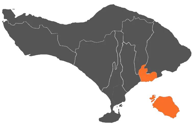 Mapa de la regencia de Klungkung, Bali