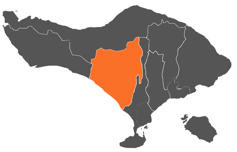 Mapa de la regencia de Tabanan, Bali